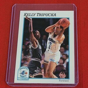 1991 N.B.A. HOOPS, KELLY TRIPUCKA, CHARLOTTE HORNETS BASKETBALL CARD!!!
